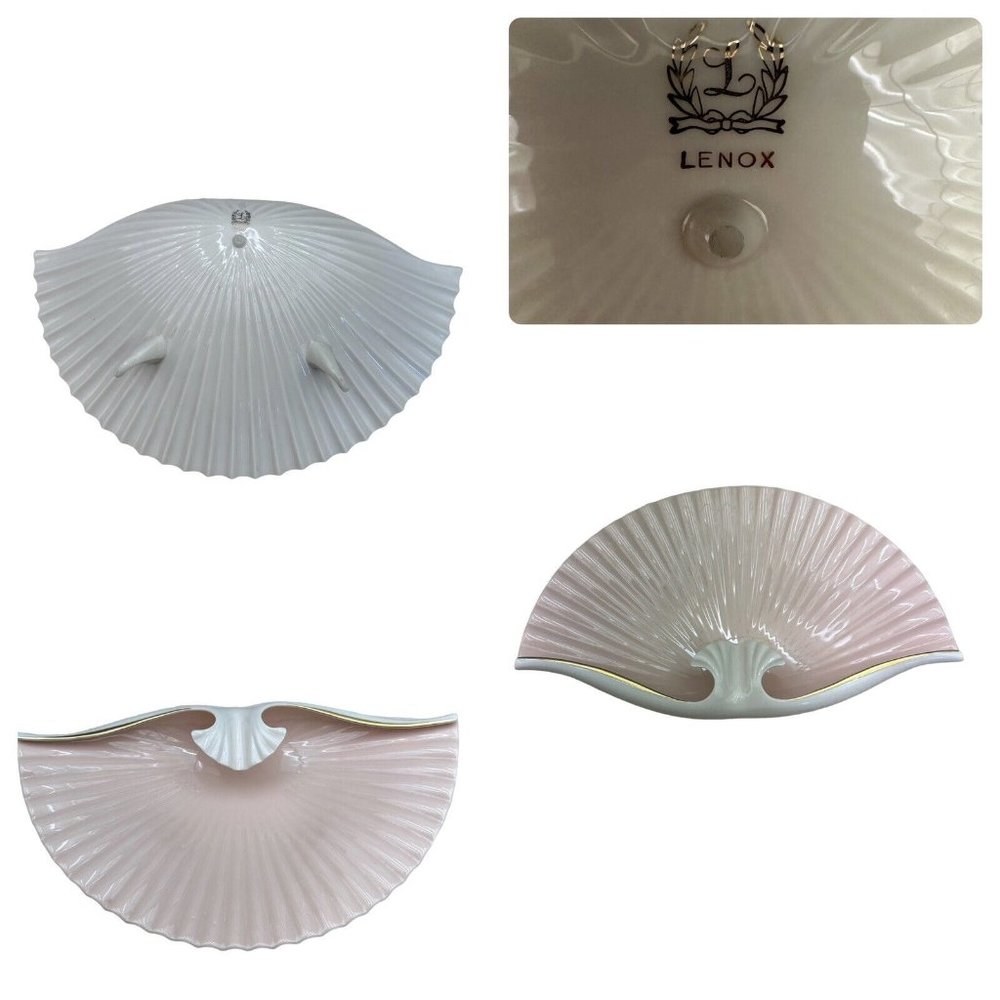 Vintage Art Deco LENNOX Pink&White Shell Trinket/Candy Dish/Ashtray